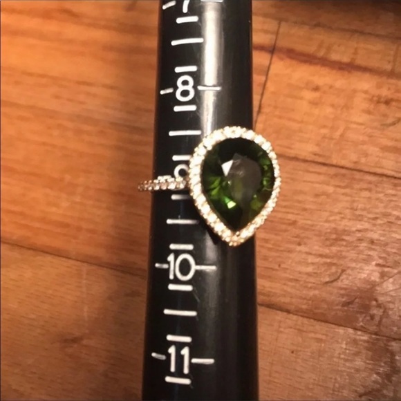 14K DIAMOND GREEN TOURMALINE RING 9 - Picture 6 of 11